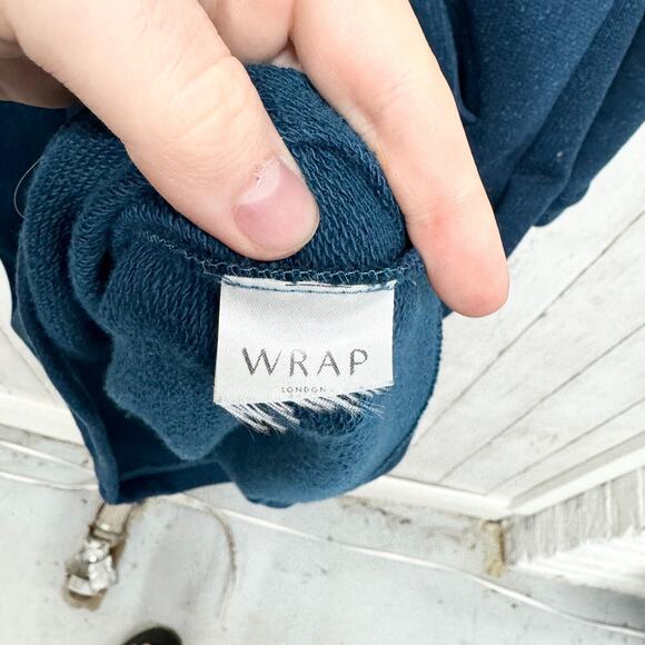 Wrap London Dress Women Size M Half Button Sweatshirt Mini Pocket Petrol Blue - Picture 3 of 4